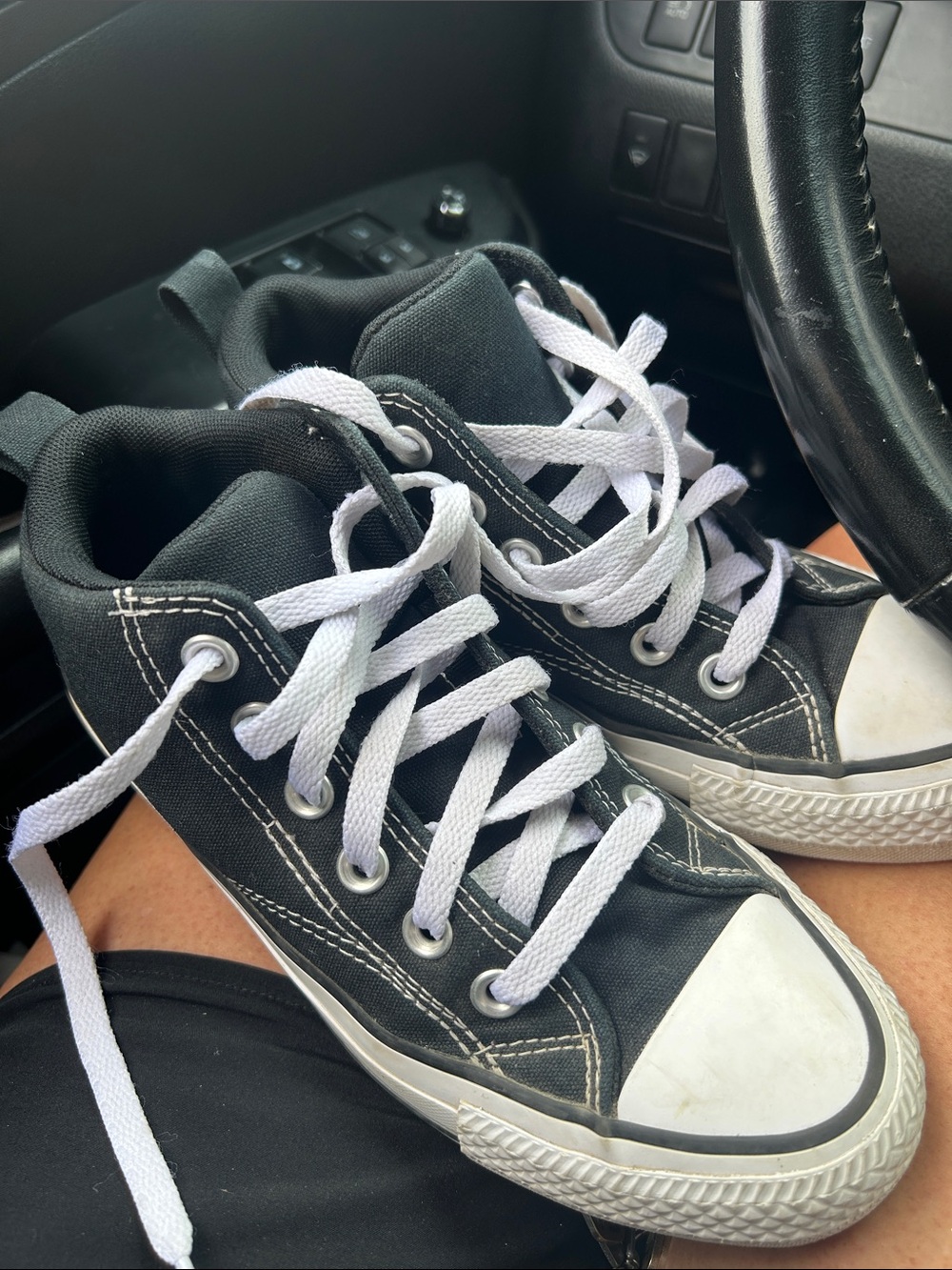 Converse Black Canvas Kids High-Top Sneakers with White Laces